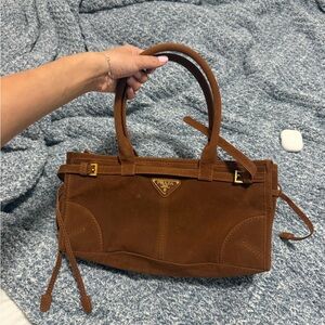 Prada Tan Suede Satchel